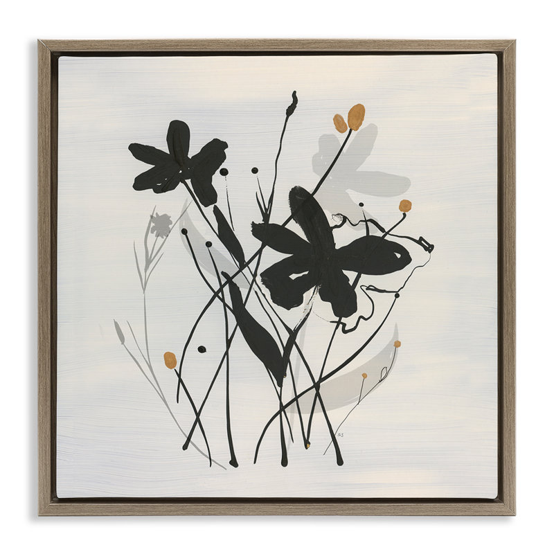 "Abstract Flower Squiggles", art mural encadré par Susan Jill, Cadre flottant orme Montalcino, H 18 po x l 18 po