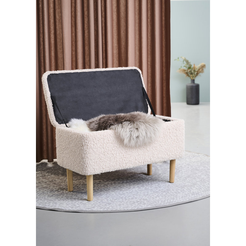 Suzette Teddy Upholstered Storage Bench, White