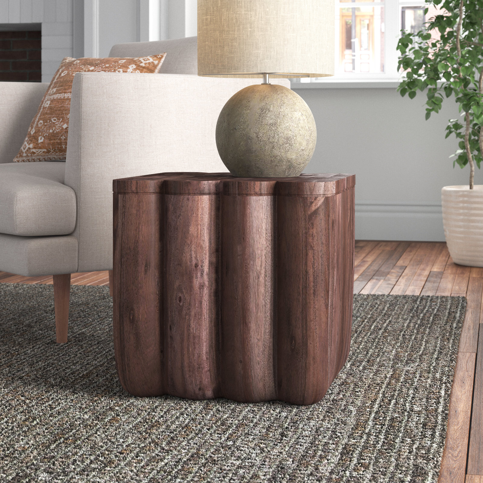 Arine Solid Wood End Table, Brown