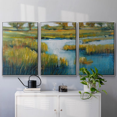 Marshland View IV, reproduction encadrée sur toile 3 pièces
