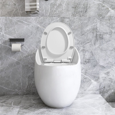 Toilette 1 pièce en forme d'œuf à chasse d'eau blanche brillante 1,28 Gpf