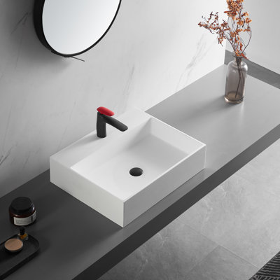 Serene Valley 18.9'' Solid Surface Square Bathroom Sink