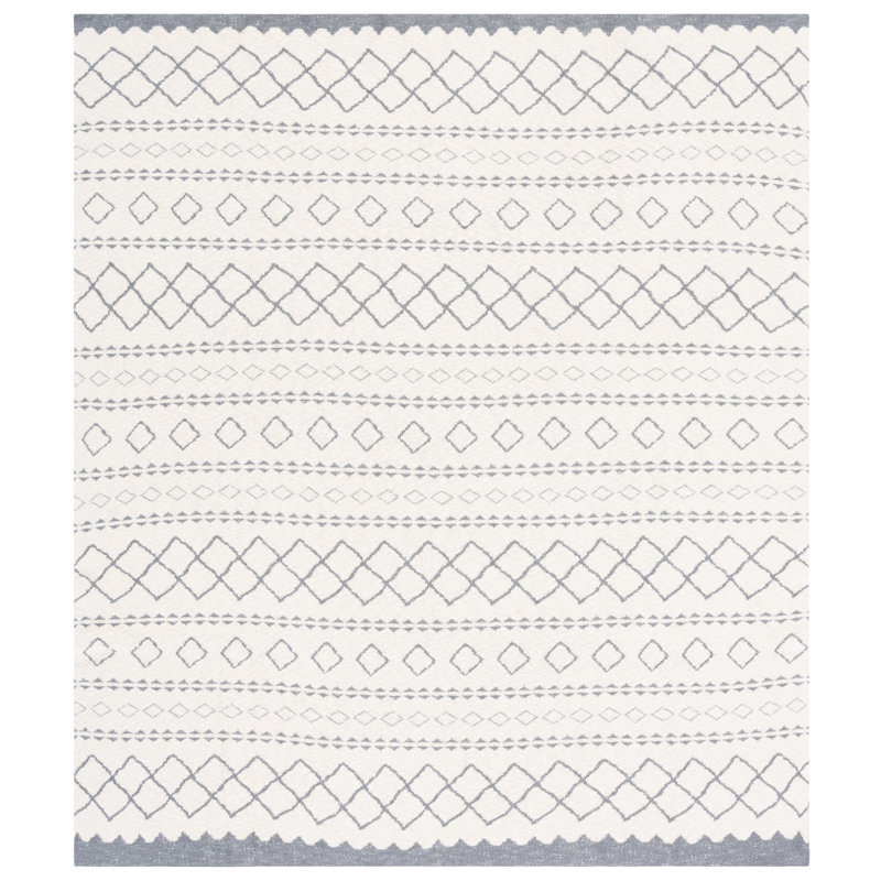 Tamar Grey and Beige Knitted Cotton Throw Blanket