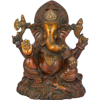 6" Handcrafted Brass Ganesha Statue - Traditional Hindu Elephant God Sculpture for Home Decor, Meditation Altar & Good Luck Display - Indian Artisan Made
