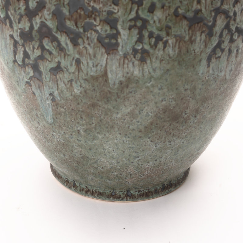 Vase en terre cuite antique de 14,2 po, pot décoratif rustique vert pour la décoration intérieure