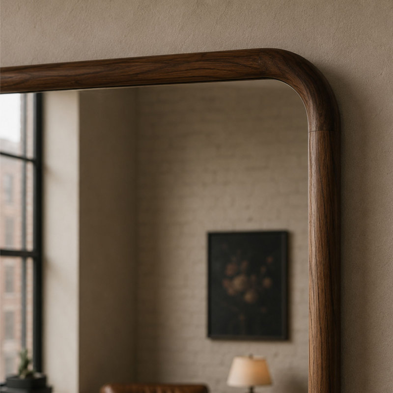Solid Wood Oval Wall Mirror, 120x80cm