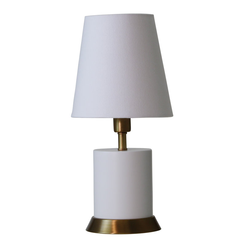 Geo Table Lamp, White/Weathered Brass