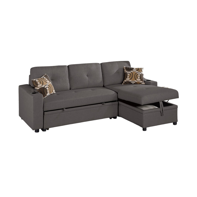 Canapé modulaire convertible en tissu Dorris, Noir
