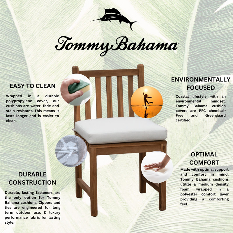TB Dining Tommy Bahama 2 - Piece Outdoor Seat Cushion, Bamboo Bay Bone, 20"W x 19"L