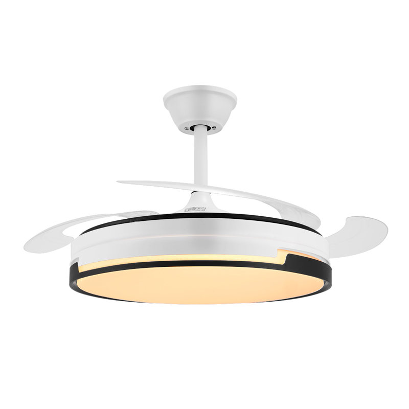 Fandelier rétractable de 42 pouces avec télécommande, ventilateur de plafond intelligent à DEL, intensité variable de la couleur et de la luminosité, fonction minuterie