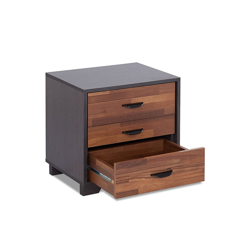 Noyer et table de chevet avec 3 tiroirs - Mobilier fonctionnel pour le salon de la chambre à coucher 3 pièces