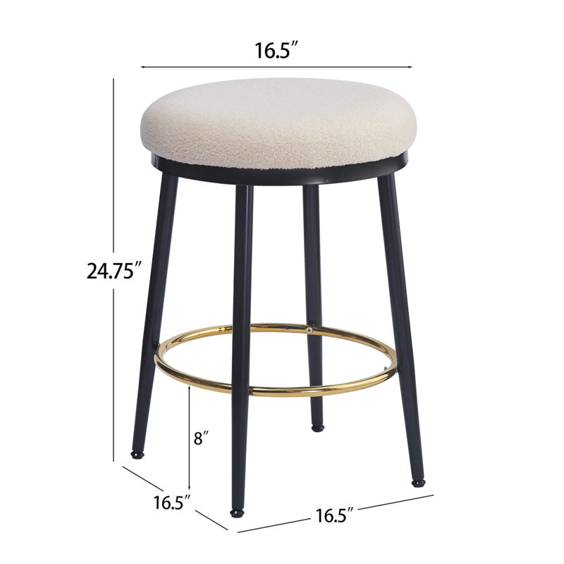 24.75'' Modern Counter Stools Set Of 4,White Counter Stools With Iron Frame,Sponge Cushion,Footrest,Suitable For Kitchen/Bedroom/Dining Room.