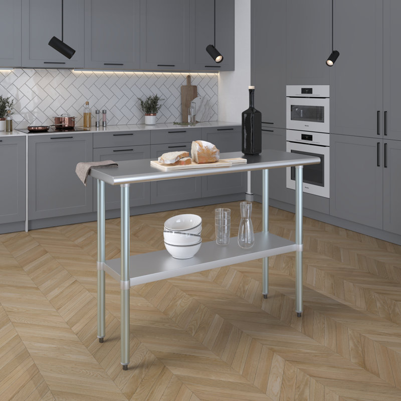48" Stainless Steel Kitchen Utility Table with Adjustable Shelf