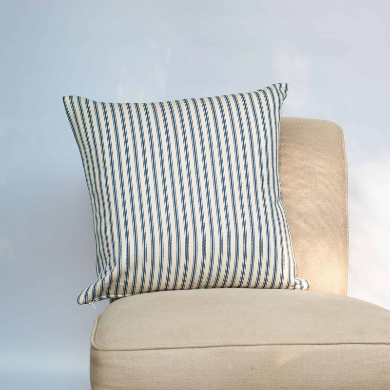 Striped Blue Cushion, 43x43cm, Cover only
