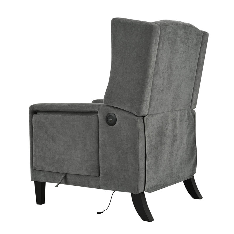 Fauteuil inclinable manuel à oreilles réglable. avec table d'appoint pliable, Grey Polyester