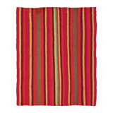 Vintage Frazada Kilim In Vibrant Polychrome Striped Pattern - Rug & Kilim