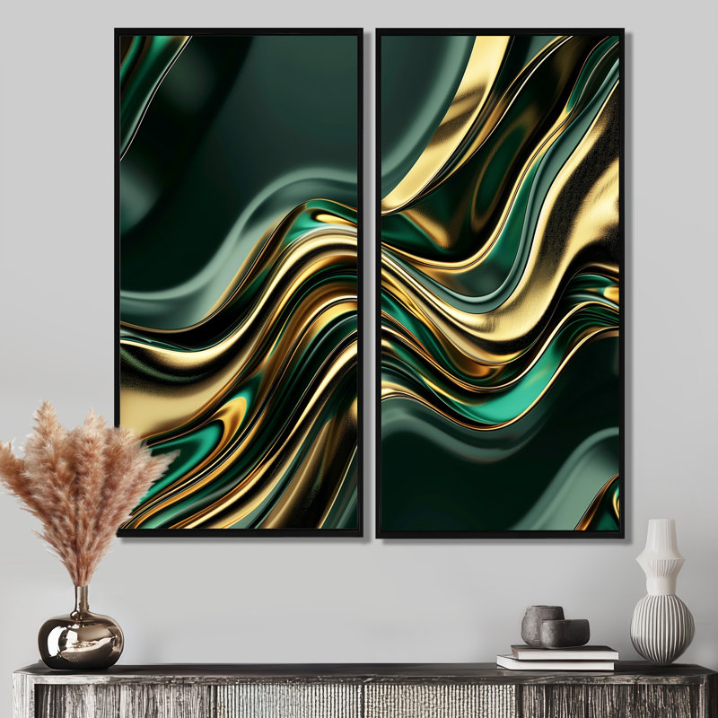 Cayson - art mural moderne sur toile, Black, 36" H x 48" W, Impression encadrée flottante