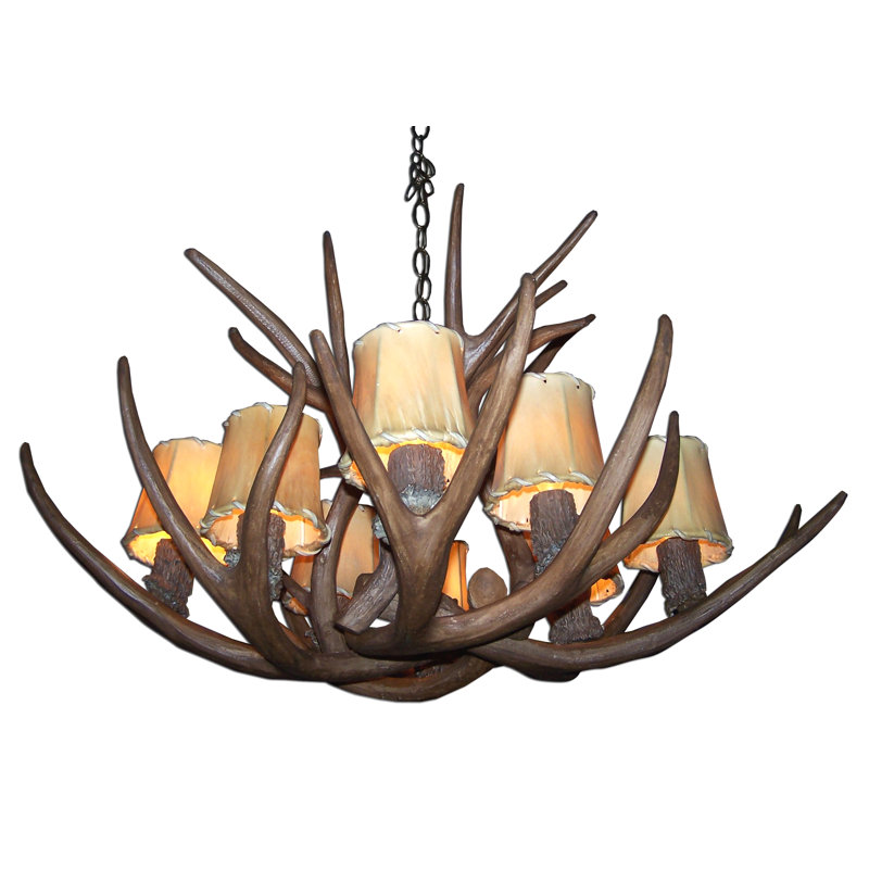 Lustre géométrique 8 lumières unique/à l’état Murguia, Cuir brut, Oui