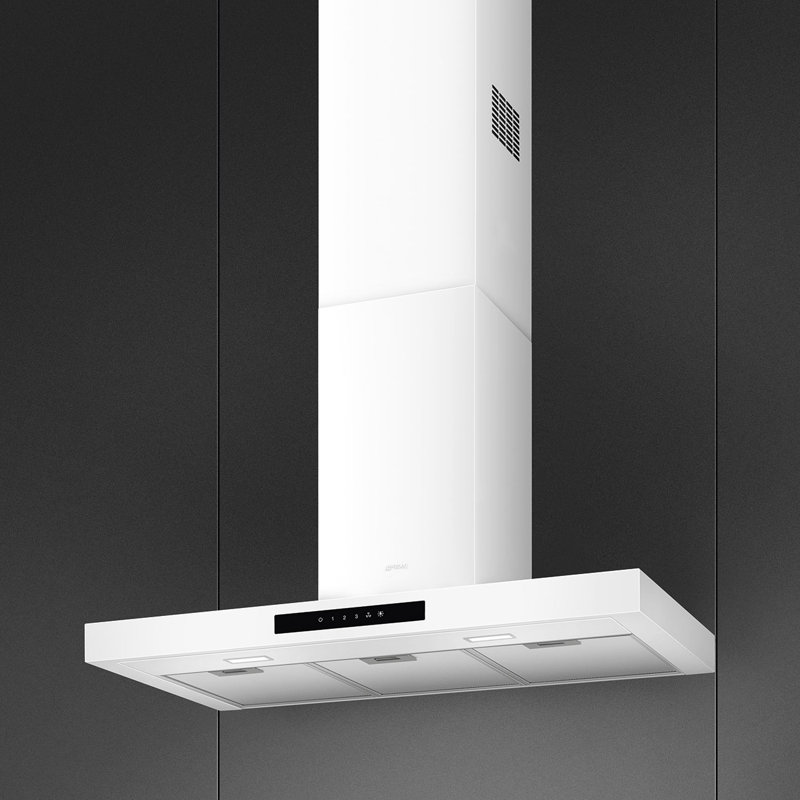 Capot plat en forme de T brossé Eta August, 36", Blanc mat