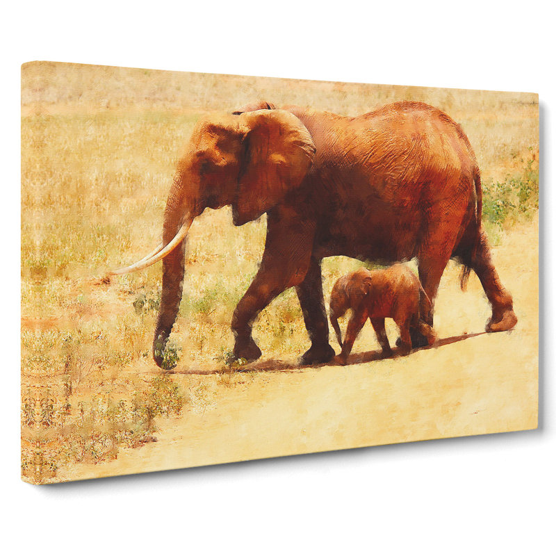 Mother And Baby Elephant Vol.3 - Wrapped Canvas, 50cm H x 76cm W x 3cm D