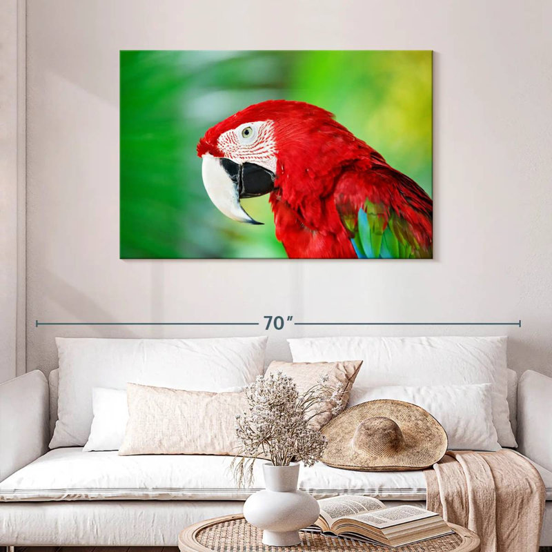 Brampt Jungle Scarlet Macaw, 30" H x 45" W