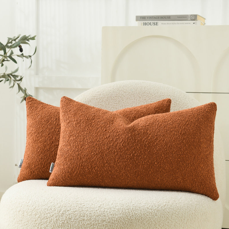 Housses de coussin texturées, Orange brûlé, Rectangle 14"H x 22"W