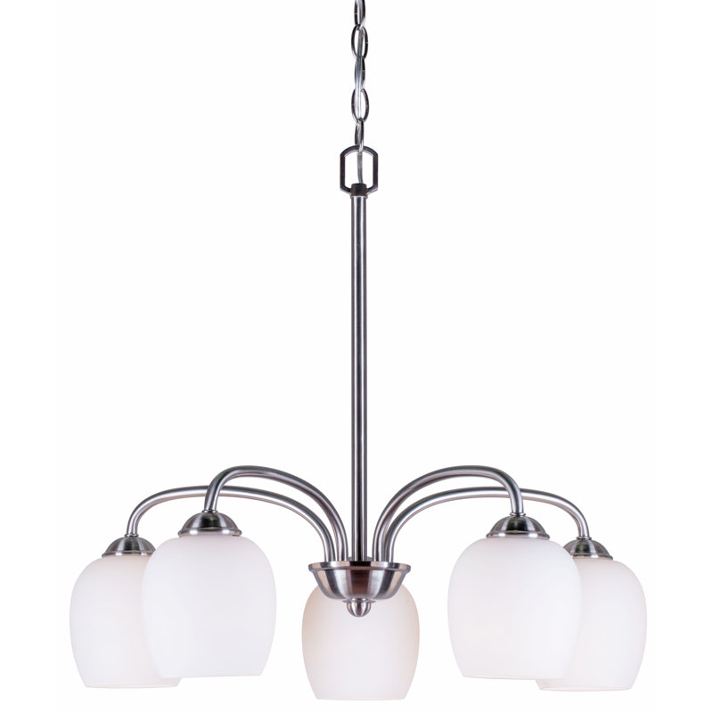 Lustre classique/traditionnel ombré 5 lumières Mcree, Nickel brossé