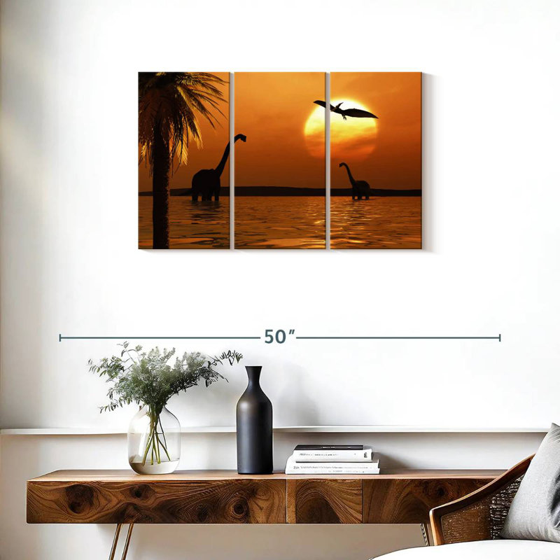Gillard Beach Dinosaurs Sunset, 20" H x 33" W