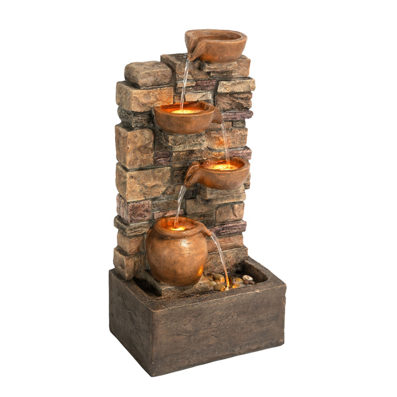 Weather Resistant Cascade Fountain, Brown