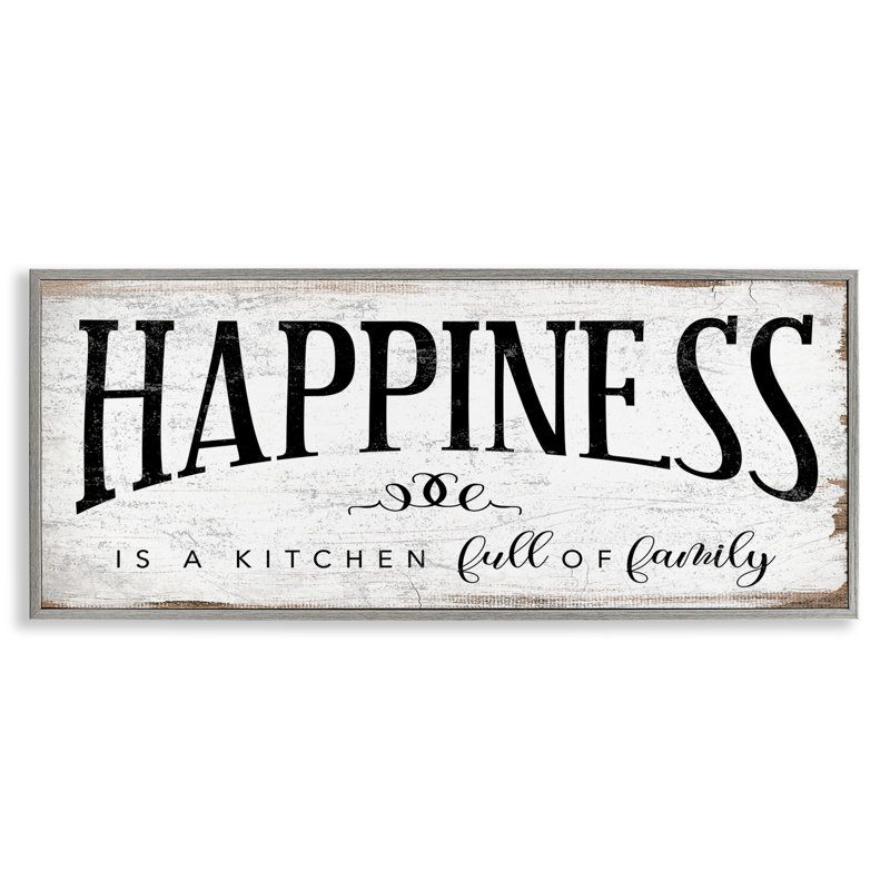Happiness is Kitchen Full of Family Rustic Sentiments, H 13 po x l 30 po, Estampe numérique Farmhouse