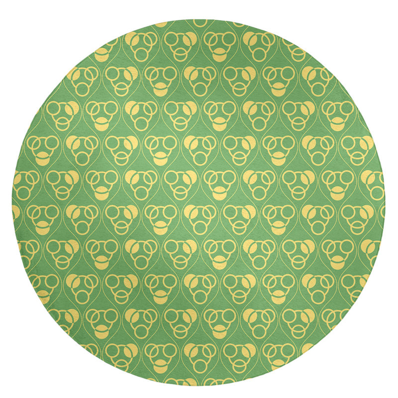 Tapis vert/jaune pour cercles et vagues, Rond 5 pi