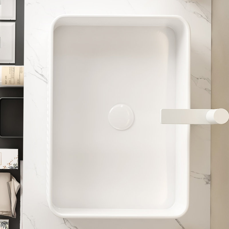Lavabo vasque de salle de bain sans armoire, lavabo en céramique blanc de 20 po et fonctionnel, trou de robinet pré-percé de 1,38 po, tuyau de drain extensible avec couvercle de trou, ajout fonctionnel indispensable moderne