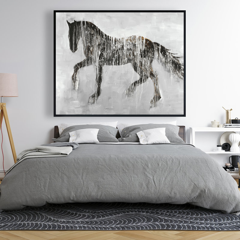 Silhouette de cheval brun - Toile de ferme encadrée