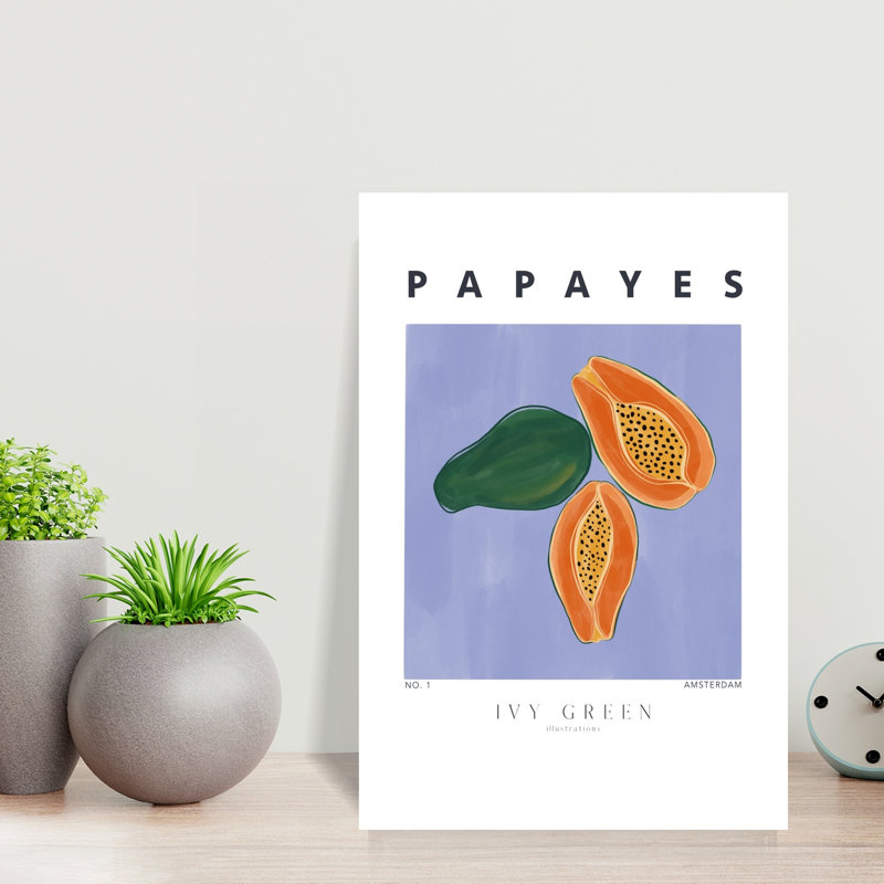 Art mural tropical, papayes tropicales, H 18 po x l 12 po