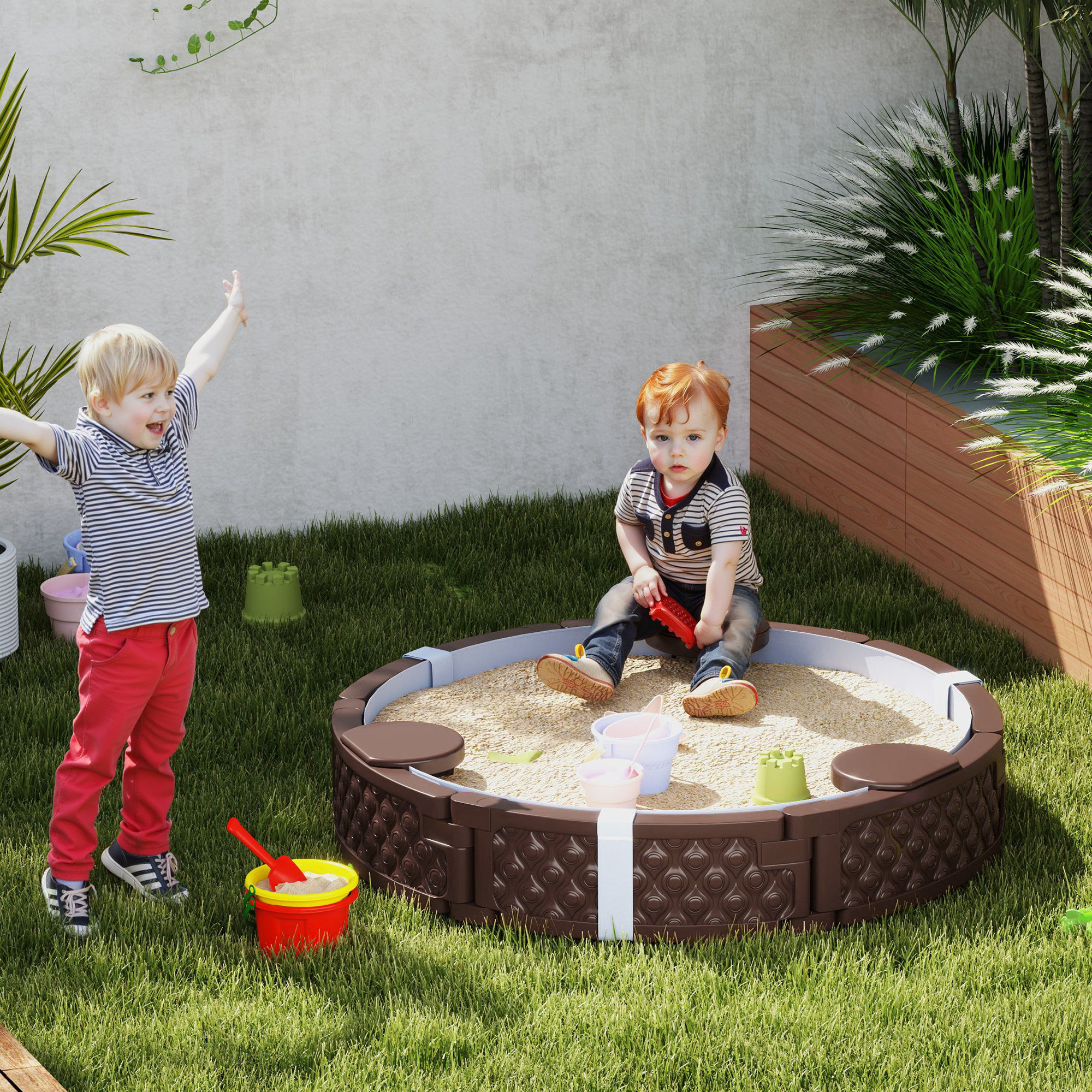 Sandbox Outdoor Playhouse Wayfair Qaba Sandbox For Kids, Outdoor