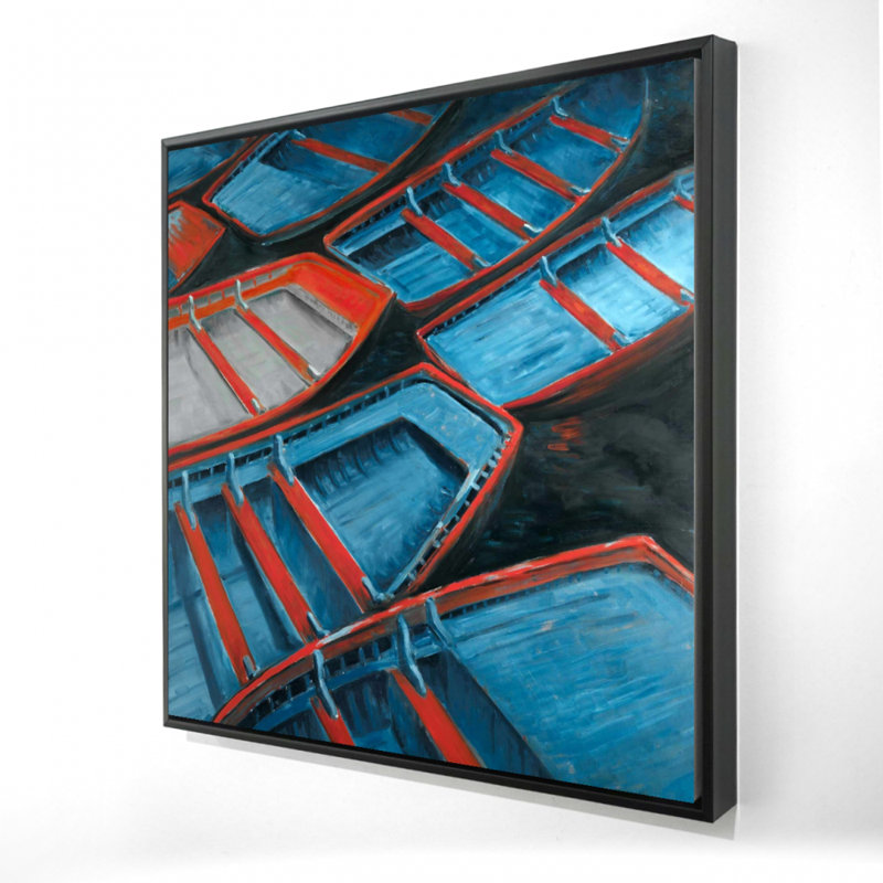 "Petits canots bleus et rouges"