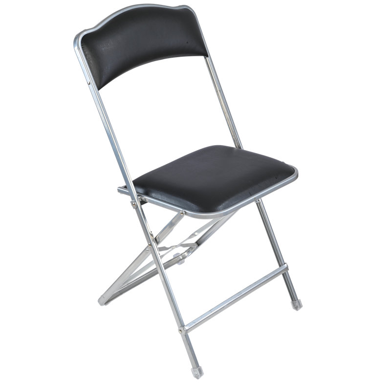 Seated In Style Fritz Style Folding Chair With Vinyl Padded Seats, Silver, Elegant & Comfortable Seating, Black