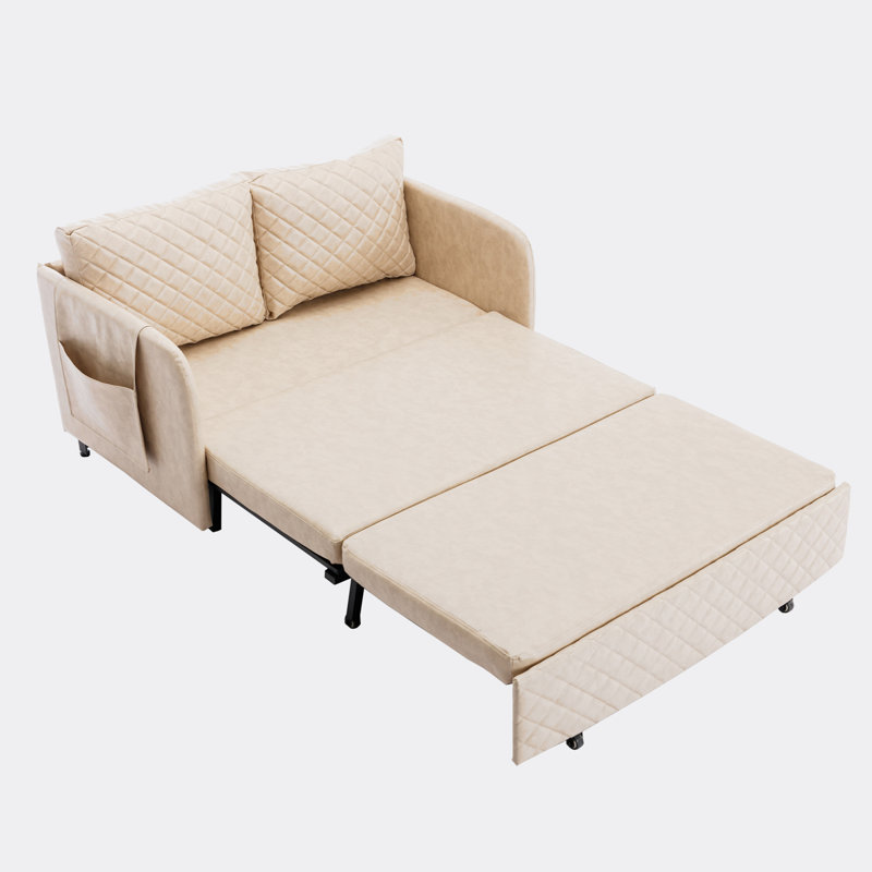 Canapé-lit 47,64 po Tacettin, Velours brun clair