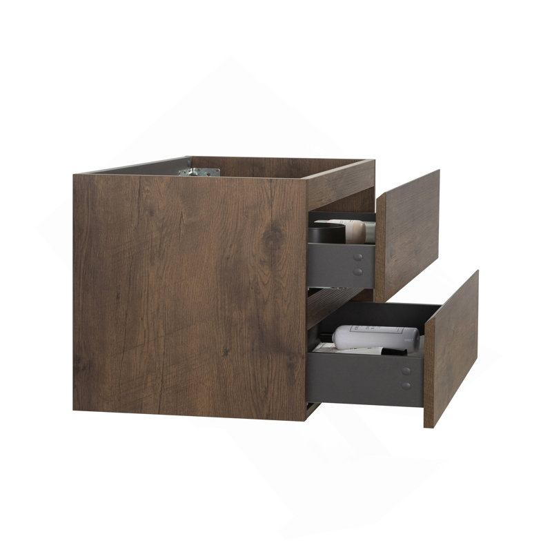 Armoire murale SANS lavabo, couleur noyer, avec deux tiroirs, Noyer
