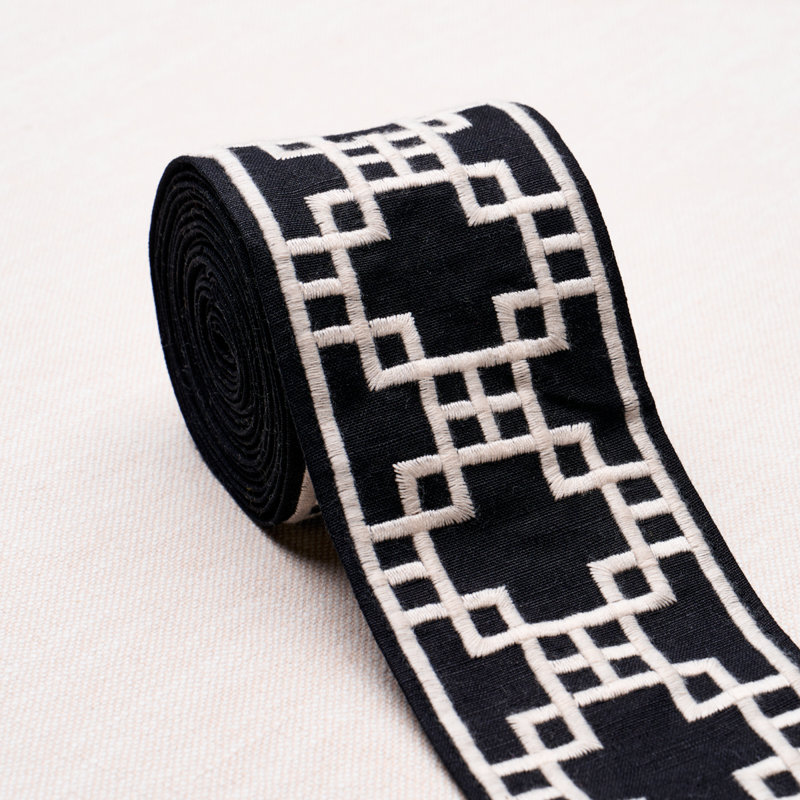 Tissu carré à motif treillis, Noir