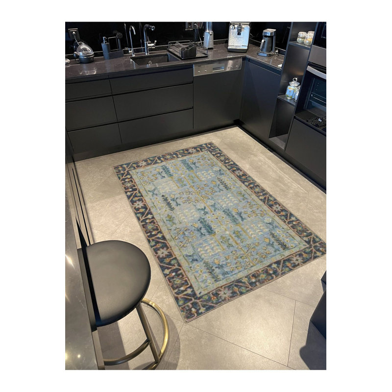 Tapis tissé géométrique moderne lavable à la machine, Sous-tapis rectangulaire de 3 pi 3 po x 4 pi 11 po