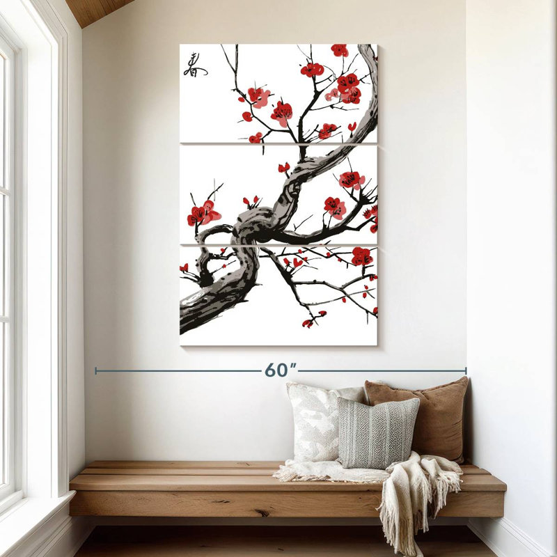 Harnek Red Cherry Blossoms, 50" H x 32" W