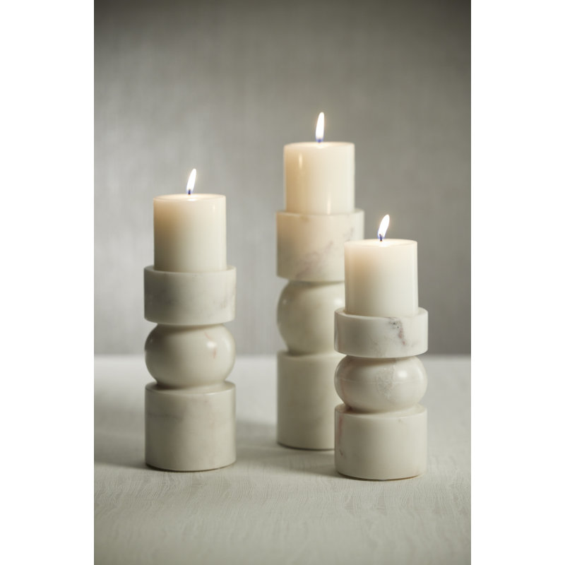 Keaton 2 Piece Marble Tabletop Pillar Set, 8" H x 3.75" W x 3.75" D