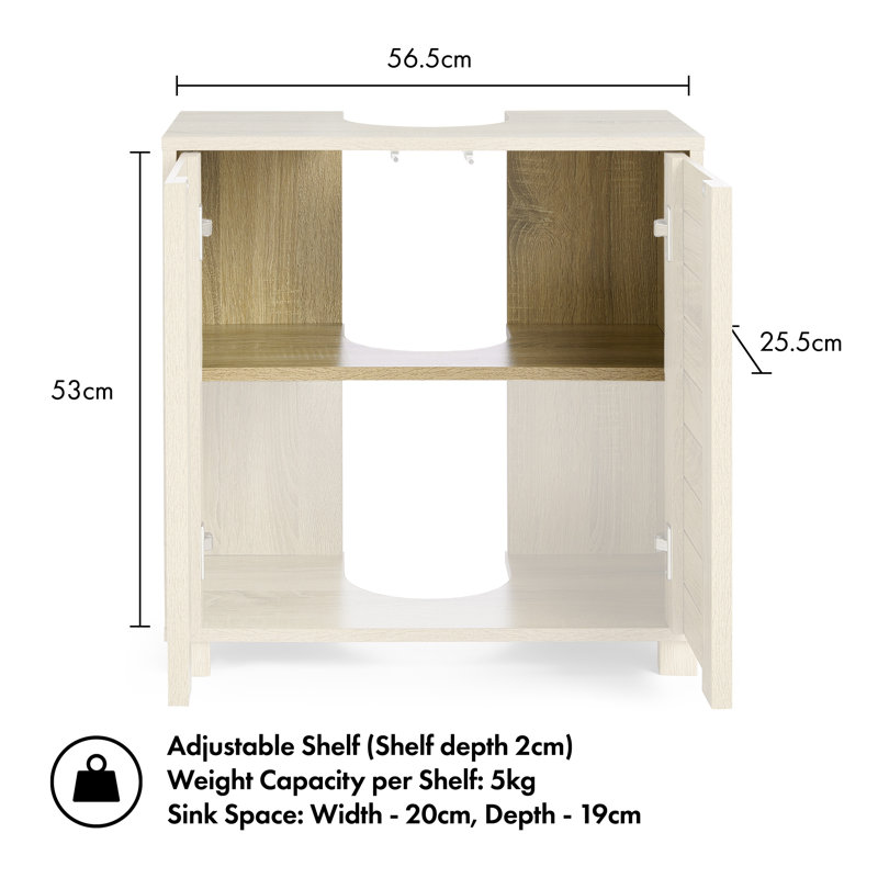 Chester 60cm Single Bathroom Vanity Base Only in Wood Effect