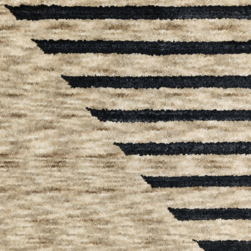 Tapis beige / bleu marine Edner, Tapis de couloir 2 pi 3 po x 7 pi 9 po