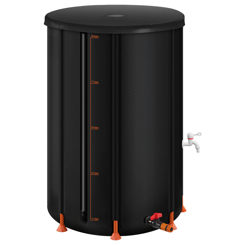 Capteur de pluie pliable 100 gallons avec robinet et trop-plein pliable