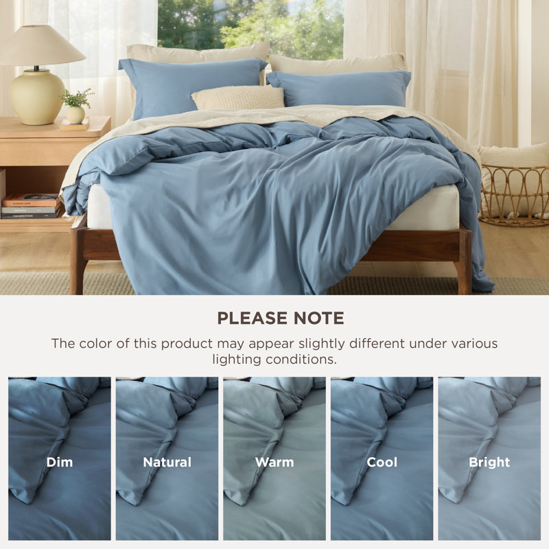 Bedsure Mineral Blue Duvet Cover Full Size - Soft Double Brushed Bedding Set for Kids & Adults（Set of 3）, Mineral Blue
