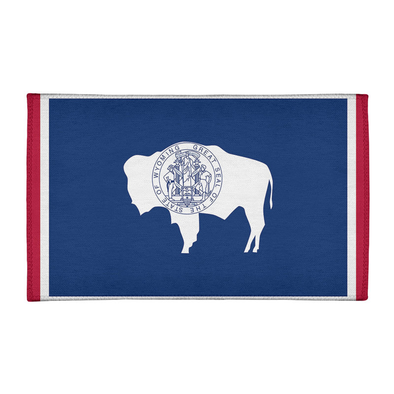 Tapis bleu/rouge à chenille flag wyoming, Rectangle 3 pi x 5 pi