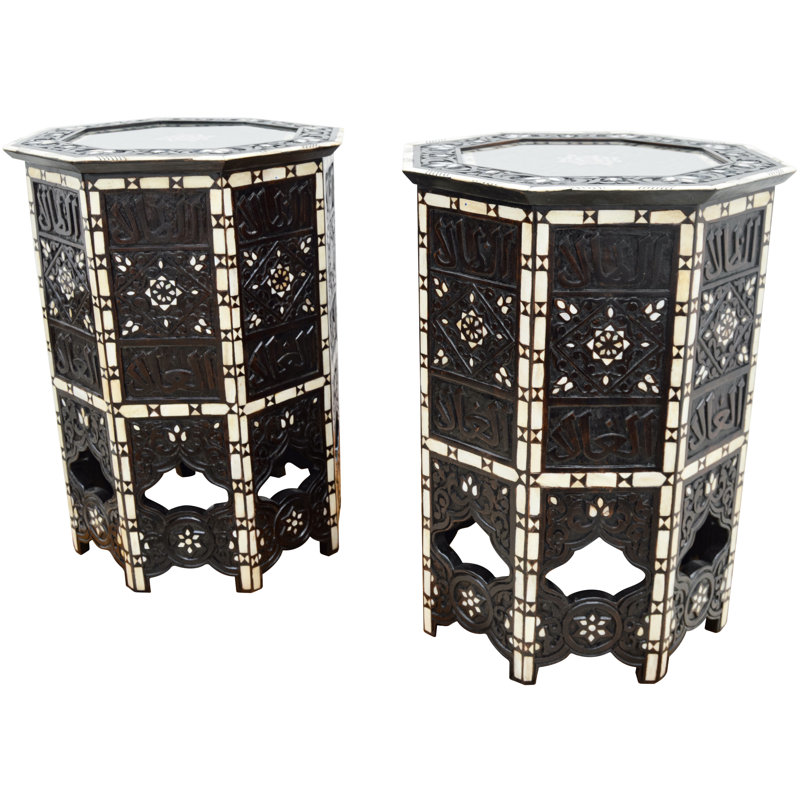 Syrian Glass End Table, Black