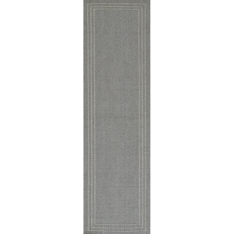 Momeni Oliver Solid Wool and Polyester Hand Loomed Light Blue Area Rug, Runner 2'3" x 8'